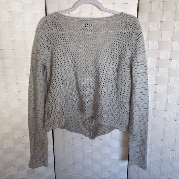 Joie Open Weave Crochet Knit Cardigan Sweater In Gray Women’s Size Medium - Picture 9 of 9